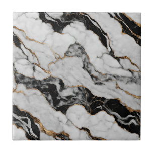 Modern Guld Black White Faux Marble Kakelplatta