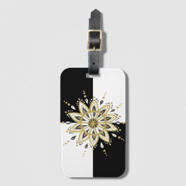 Modern Guld Black & White Mandala Design Bagagebricka