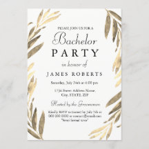 Modern guld blad sällskapsfest inbjudan