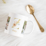 Modern Guld Blommigt Brev Z | Två fotomonogram Kaffemugg<br><div class="desc">Modern Guld Blommigt Brev Z | Två fotomonogram</div>