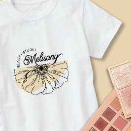 Modern Guld Blommigt Line Elegant-konst för minima T Shirt
