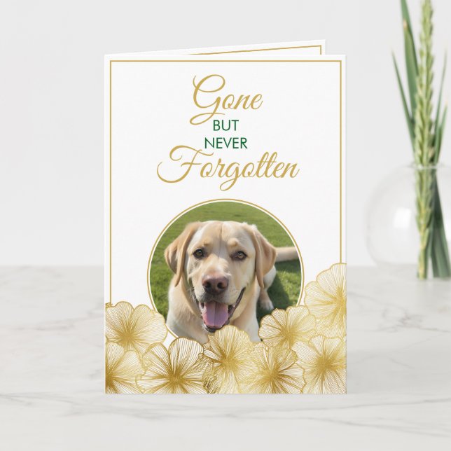 Modern Guld Blommigt Pet Loss Foto Sympathy Kort (Framsida)