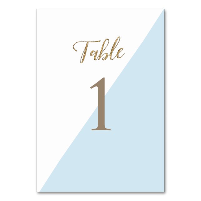 Modern Guld Blue Baptism redigerbar Bordsnummer (Framsidan)