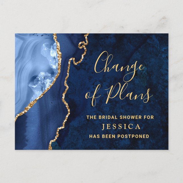 Modern Guld Blue Marble Möhippa uppskjuten Vykort (Framsida)