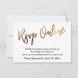 Modern Guld & Bokeh RSVP Online Ledig Handskrift OSA Kort