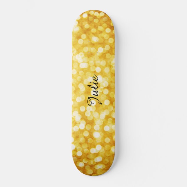 Modern Guld Bokeh Skateboard (Framsida)