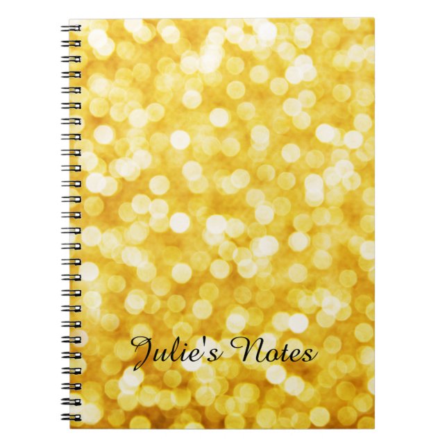 Modern Guld Bokeh Spiral fotbok - anteckningsbok (Framsidan)