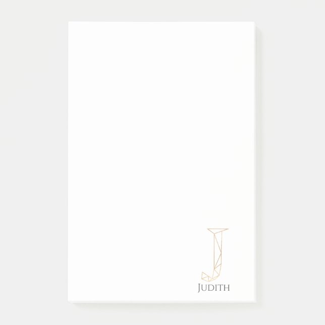 Modern guld bokstav J monogram personlig Post-it Block (Framsida)