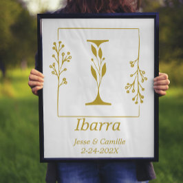 Modern Guld Botaniska Brev I-Personligen Poster