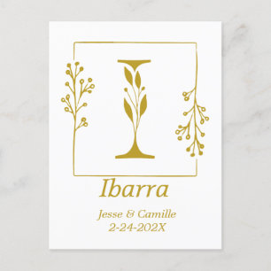 Modern Guld Botaniska Brev I-Personligen Vykort