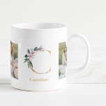 Modern Guld Brev C-blomma | Två fotomonogram Kaffemugg<br><div class="desc">Modern Guld Brev C-blomma | Två fotomonogram</div>