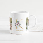 Modern Guld Brev K Flower | Två fotomonogram Kaffemugg<br><div class="desc">Modern Guld Brev K Flower | Två fotomonogram</div>