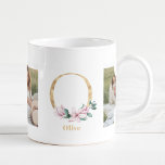 Modern Guld Brev O Flower | Två fotomonogram Kaffemugg<br><div class="desc">Modern Guld Brev O Flower | Två fotomonogram</div>