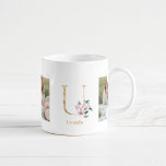 Modern Guld Brev U Flower | Två fotomonogram Kaffemugg<br><div class="desc">Modern Guld Brev U Flower | Två fotomonogram</div>
