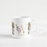 Modern Guld Brev W Flower | Två fotomonogram Kaffemugg<br><div class="desc">Modern Guld Brev W Flower | Två fotomonogram</div>