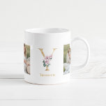 Modern Guld Brev Y Flower | Två fotomonogram Kaffemugg<br><div class="desc">Modern Guld Brev Y Flower | Två fotomonogram</div>