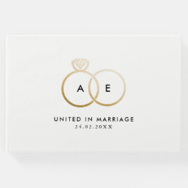 Modern Guld Bröllop Ringar-monogrambok Gästböcker