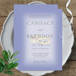 Modern Guld Bröllop Ringar Periwinkle Bröllop Inbjudningar