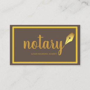 Modern Guld & Brown Notary Loan Signing Agent Visitkort