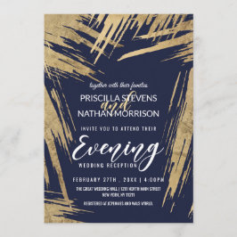 Modern Guld brushstrokes blå Chic kväll Inbjudningar