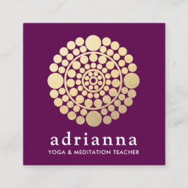 Modern Guld Burgundy Circle Logotyp Mandala Fyrkantigt Visitkort