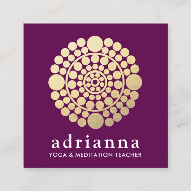 Modern Guld Burgundy Circle Logotyp Mandala Fyrkantigt Visitkort (Framsida)