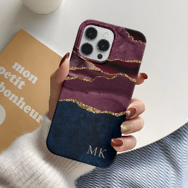 Modern Guld, Burgundy och marmor Agate