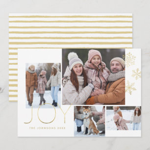 Modern Guld-calligrafi och Snöflingor 1-foto Julkort