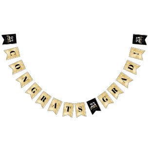 Modern Guld Calligraphy Black Studenten Bunting F Vimplar