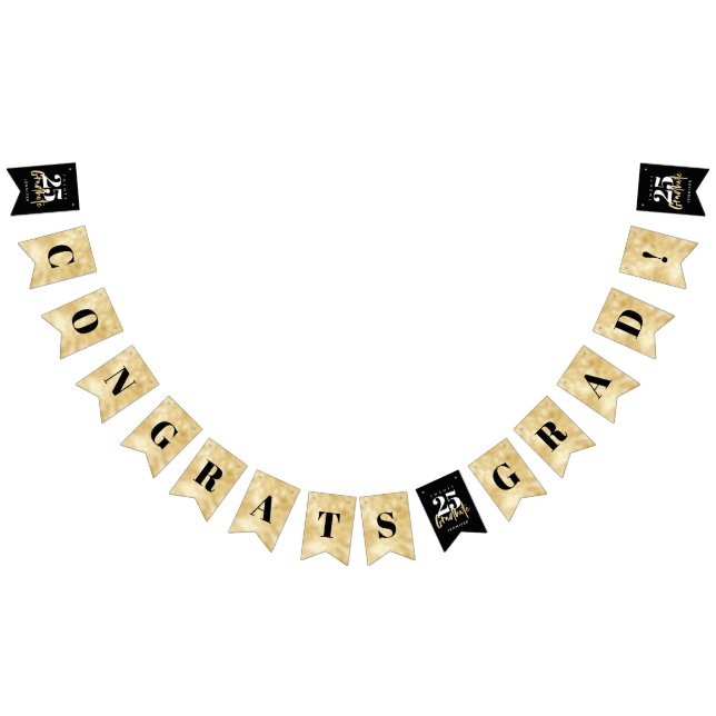 Modern Guld Calligraphy Black Studenten Bunting F Vimplar (Alla)