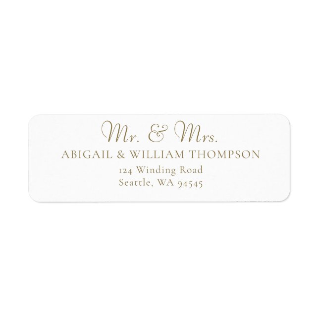 Modern Guld Calligraphy Bröllop Returadress Etikett (Framsidan)