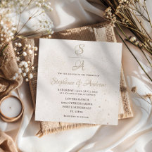 Modern Guld Calligraphy Champagne Ivory Bröllop