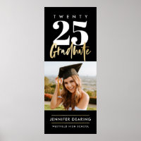 Modern Guld Calligraphy Photo Black Studenten Pos