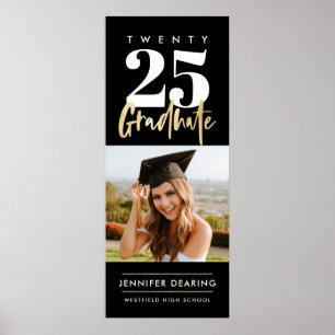 Modern Guld Calligraphy Photo Black Studenten Pos Poster