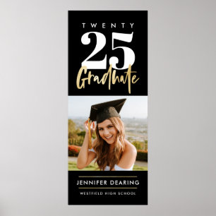 Modern Guld Calligraphy Photo Black Studenten Poster