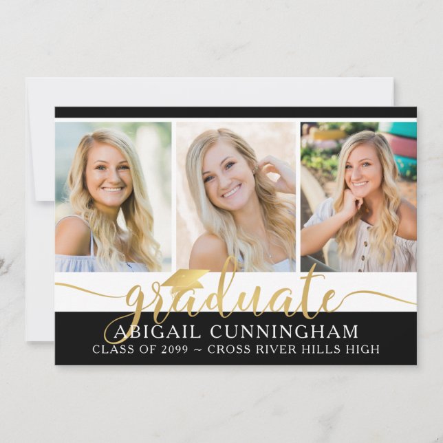 Modern Guld Calligraphy Script 4 Photo Studenten Meddelande (Framsida)