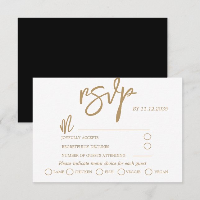 Modern Guld Calligraphy Script Bröllop OSA Kort (Fram/baksida)