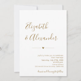 Modern Guld Calligraphy Script Heart Bröllop Inbjudningar