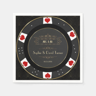 Modern Guld Casino Poker Chip Bröllop Pappersservett