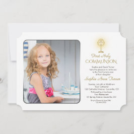 Modern Guld Chalice Photo Girl Heliga Communion Inbjudningar