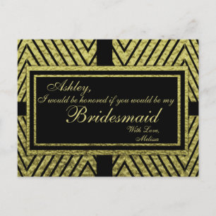 Modern Guld Chevron - kommer du att bli min brides Inbjudan Vykort
