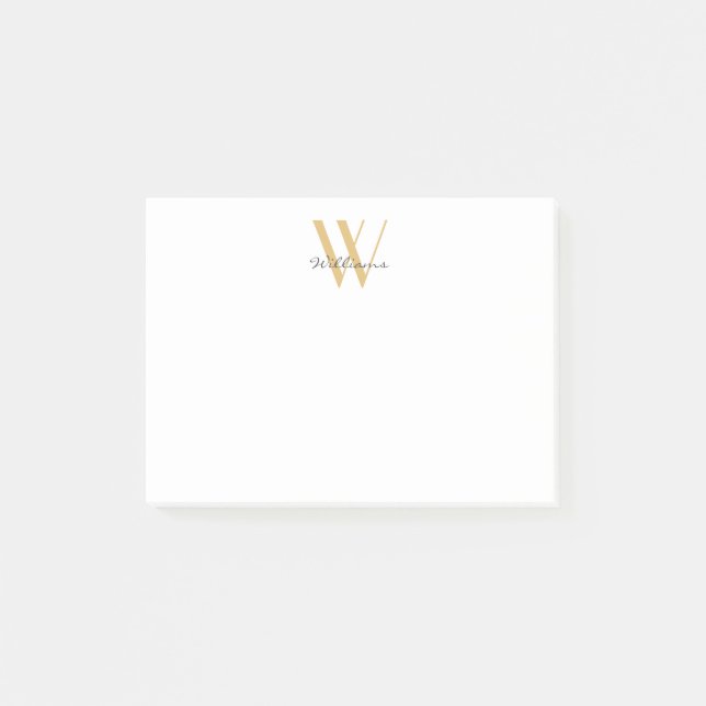 Modern Guld Chic Monogram Namn-skript - enkel Post-it Block (Framsida)