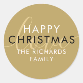 Modern Guld-Chic-skript i Lycklig, Kärlek Runt Klistermärke