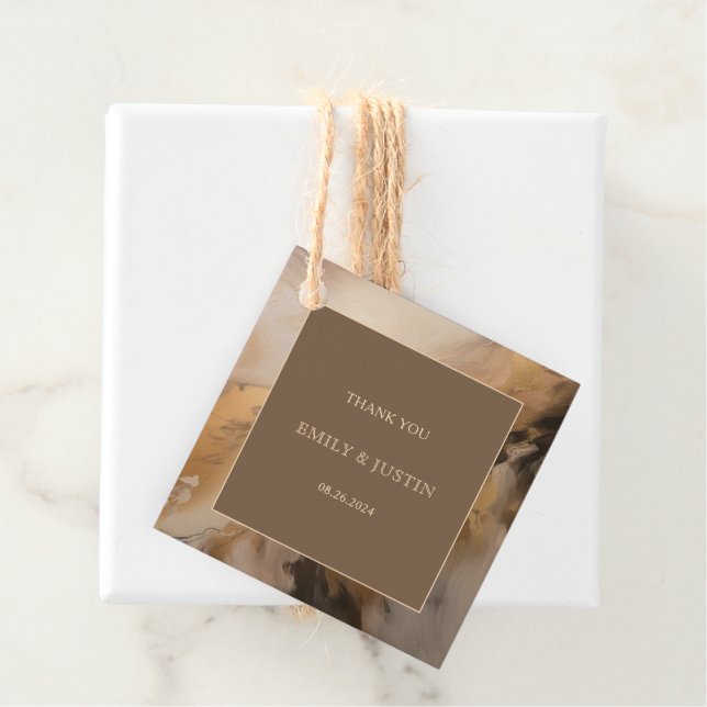 Modern Guld Chocolate Artistic Bröllop Tack Gåvor Etiketter (På plats)