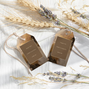 Modern Guld Chocolate Artistic Bröllop Tack Presentetikett
