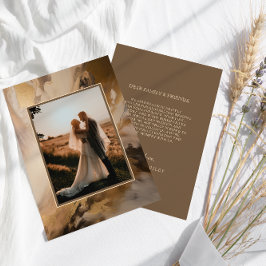 Modern Guld Chocolate Artistic Photo Bröllop Tack Kort