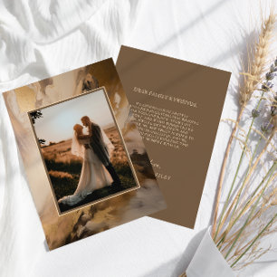 Modern Guld Chocolate Artistic Photo Bröllop Tack Kort