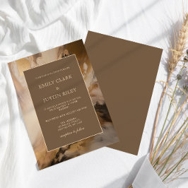 Modern Guld Chocolate Artistic Watercolor Bröllop Inbjudningar