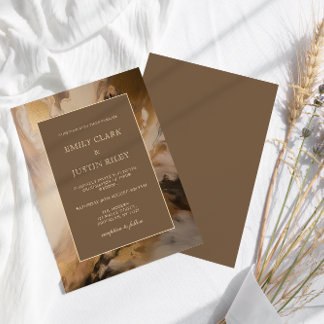 Modern Guld Chocolate Artistic Watercolor Bröllop Inbjudningar
