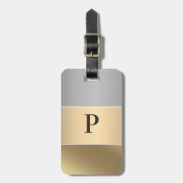 Modern Guld Chopper Silver Metallic Mongram Namn Bagagebricka